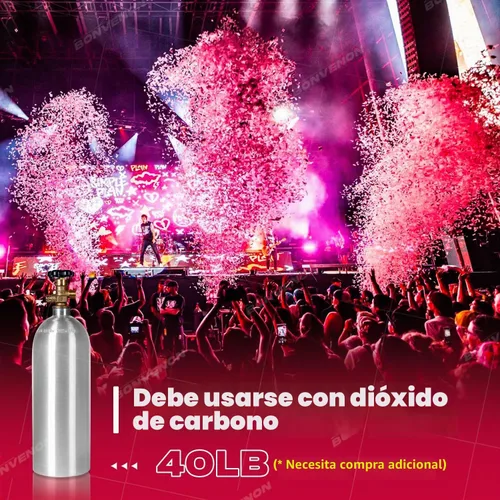 Vista 4 de Máquina de cañón de confeti de CO2 Control DMX con estuche de vuelo, cañón de confeti de boda para discoteca discoteca fiesta de escenario (Mini)
