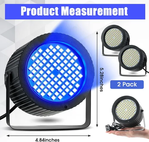 Vista 3 de Funtery 2 luces estroboscópicas brillantes de Halloween, 88 LED, iluminación intermitente para fiesta, sonido y modos de velocidad, luces