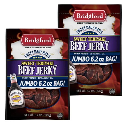 Vista 12 de Bridgford Sweet Baby Ray's Beef Jerky Sweet N Spicy 6.2 onzas, paquete de 3 – Cecina de res dulce y picante alta en proteínas para tu preferencia