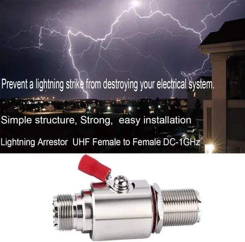 Vista 5 de Protector contra sobretensiones relámpago UHF PL-259 Socket PL259 Socket (UHF hembra) a zócalo SO239 (UHF hembra) mamparo para radio CB