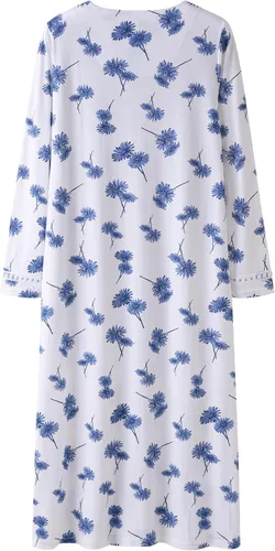 Vista 2 de Keyocean. - Camisón largo para mujer, de algodón, suave, ligero, ropa de dormir y de descanso para el verano.