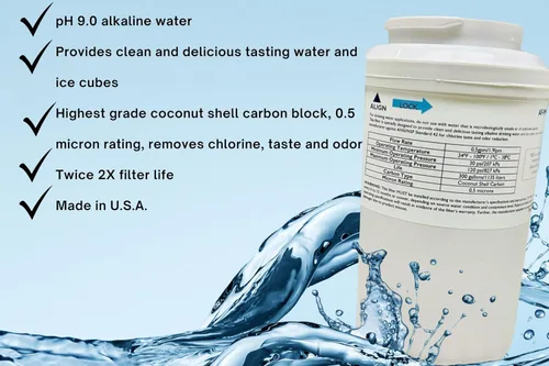 Vista 2 de Filtro alcalino para refrigerador de agua AF-MWF (nivel de pH 9.0) Compatible con el modelo GE MWF (2X life) de THINKALKALINE