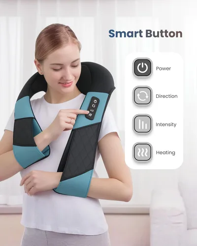 Vista 6 de COMFIER Masajeador de cuello inalámbrico con calor, masajeador de espalda para aliviar el dolor de tejido profundo, masaje Shiatsu 3D de cuello