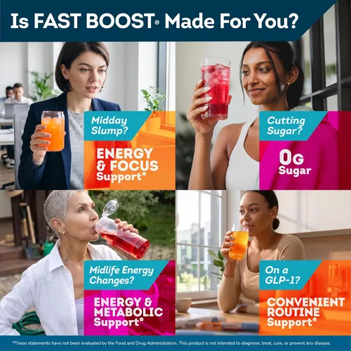 Vista 6 de FAST BOOST Mezcla de Bebida Energética e Hidratación - Baya Paquetes de Polvo de Electrolitos Sin Azúcar con Antioxidantes, Extracto de Té Verde