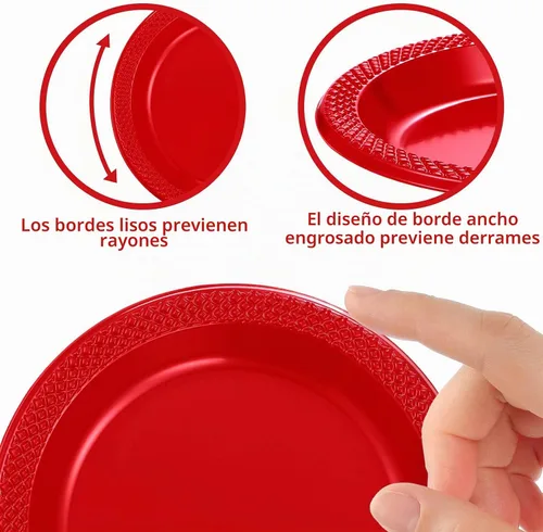 Vista 6 de Mimorou 200 platos de plástico rojo pequeños desechables a granel de 6 pulgadas para todas las ocasiones, eventos especiales, bodas, cumpleaños