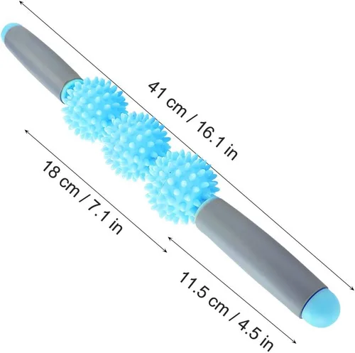 Vista 4 de Muscle Roller Stick - Barra de masaje para celulitis para espalda, brazos, hombros, piernas (azul)