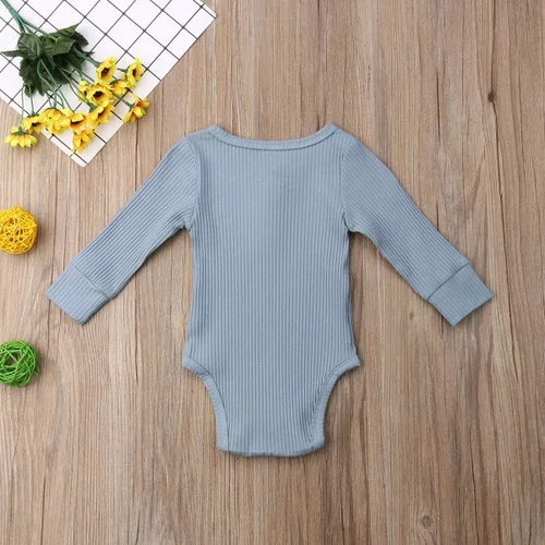 Vista 3 de Seyurigaoka Mameluco de manga larga unisex para bebé recién nacido, con punto acanalado liso, para niño y niña