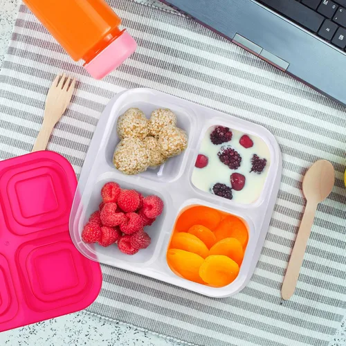 Vista 5 de Ruisita Caja Bento de 10 piezas con 4 compartimentos, reutilizable, contenedor de almacenamiento de alimentos divididos con tapas, control
