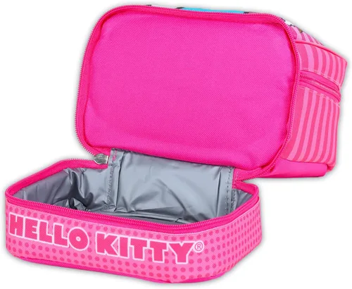 Vista 3 de Hello Kitty - Lonchera para niñas con bolsa de almuerzo aislada y más Pegatinas suaves de doble compartimento Sanrio Lunchbox Plus, más