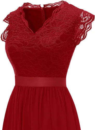 Vista 123 de Dressystar - Vestido de dama de honor, sin mangas, con cuello en V, para fiesta de boda