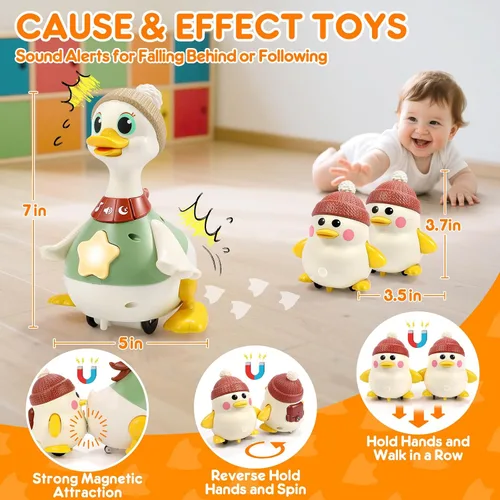Vista 2 de LUDILO Pato musical para gatear, juguete para bebés de 6 a 12 meses