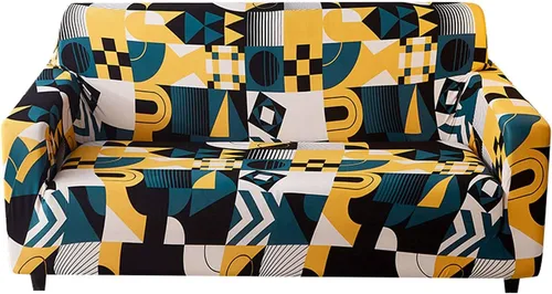 Vista 11 de MBROS Funda de sofá de alta elasticidad para sofá de 3 cojines, funda de sofá estampada de poliéster y elastano, protector de muebles para sala de G