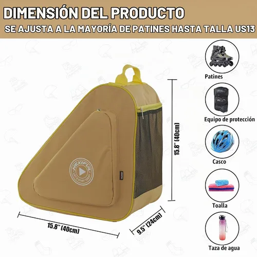 Vista 4 de HEXIFUL Bolsa para Patines de Hielo, En Línea, Roller y Quad - Para Niños y Adultos