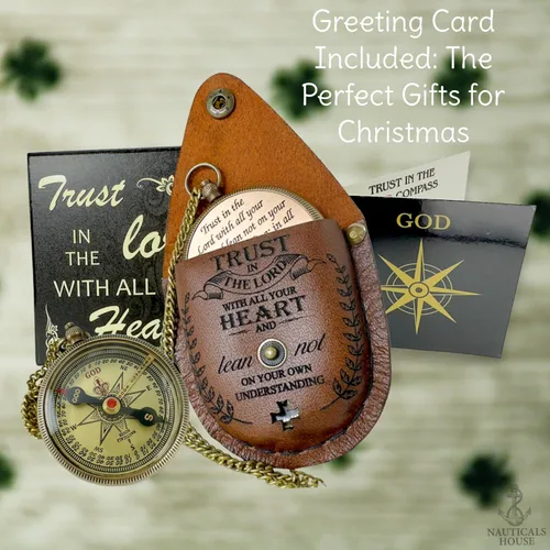 Vista 7 de God’s Compass – Christian Brass Compass Gift Set with Engraved Bible Verses Faith-Based Religious Gifts for Graduation, Baptism, Confirmation &