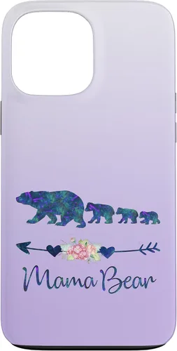 Vista 24 de Teal Blue Purple Floral Mama Bear Three Cubs Silver Purple Case for iPhone 17