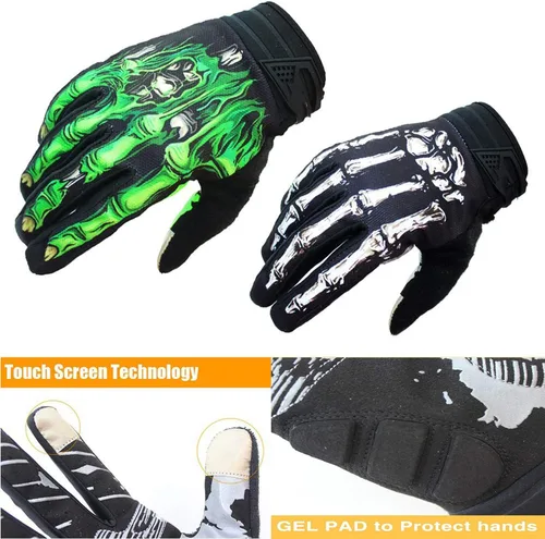 Vista 2 de Guantes de ciclismo de esqueleto, guantes de motocicletas, para vehículos todoterreno MTB, guantes de bicicleta, absorción de golpes, diseño
