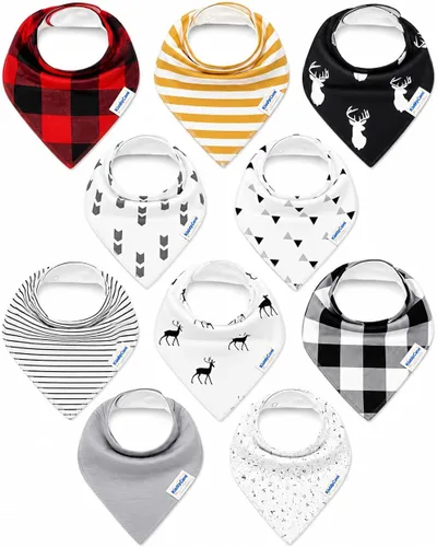 Vista 17 de KiddyStar Organic Cotton Baby Drool Bibs Soft, Adjustable, Absorbent, Unisex Teething Bandana Bibs for Babies