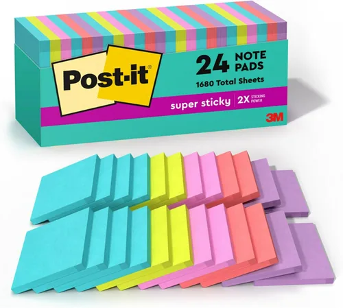Vista 11 de Post-it Notas súper adhesivas, 3 x 3 pulgadas, neones supernova, 24 blocs Suministros escolares y suministros de oficina, el doble de poder