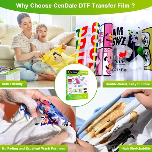 Vista 5 de CenDale Película de transferencia DTF con purpurina, 8.5 x 11 pulgadas, 30 hojas de película DTF con purpurina colorida para trucos de sublimación