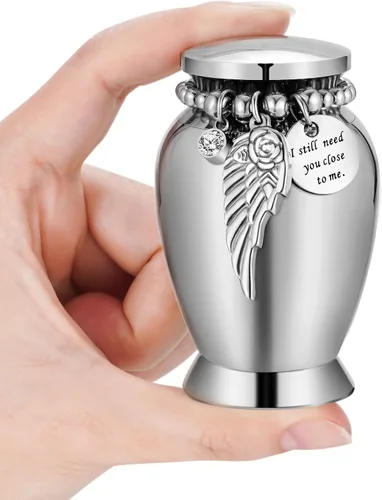 Vista 11 de Urnas pequeñas para cenizas humanas, mini urnas de cremación para la pérdida de un ser querido, urna de recuerdo de acero inoxidable para cenizas