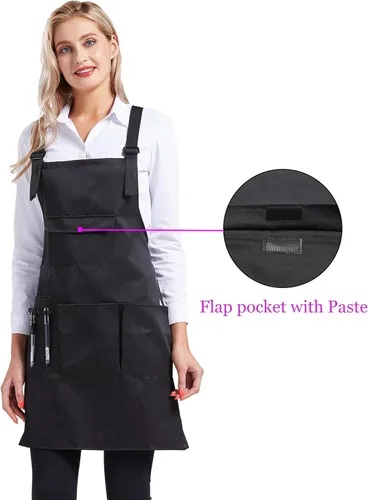 Vista 2 de Nanxson Delantal ajustable para mujer, delantal de trabajo profesional con bolsillos para herramientas CF3010
