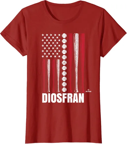 Vista 8 de Baseball American Flag Diosfran Cabeza Prospect Baseball Fan T-Shirt