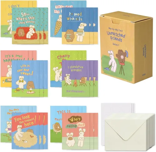 Vista 23 de Monolike Tarjeta Día a Día, 101 Seúl Doce Meses - Mezcla de 48 Mini Tarjetas Individuales, 24 sobres Paquete