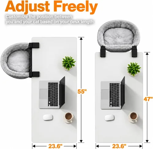 Vista 4 de Cama colgante para gatos, camas de escritorio para gatos con abrazaderas