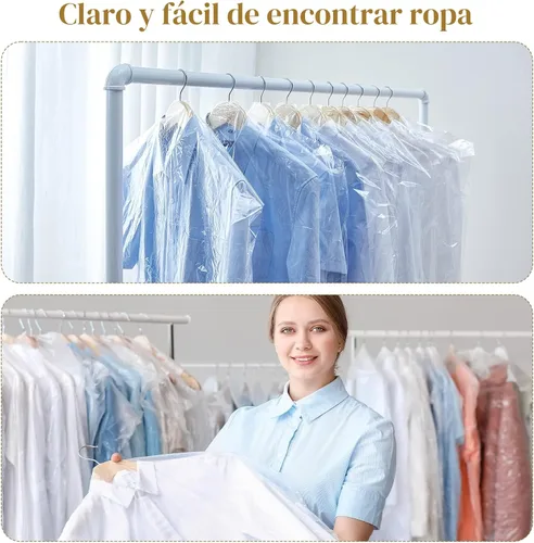 Vista 6 de 20 paquetes de bolsas de ropa para colgar ropa Bolsas de ropa de plástico Bolsas transparentes para ropa Bolsas para tintorería Bolsas de ropa