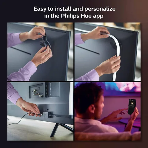 Vista 4 de Philips Hue - Tira de luz LED White and Color Ambiance con Bridge para TV de 55 pulgadas, para ver TV, música y videojuegos, requiere Hue Bridge