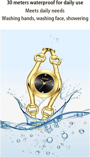Vista 2 de GORBEN Women Gold Bracelet Wrist watchs Small Oval Analog Quartz Watch Luxury Waterproof Ladies Diamonds Wristwatch Dorado