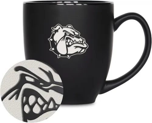 Vista 410 de Rico Industries - Taza de cerámica mate negra con grabado láser estándar de 15oz para NCAA (escuelas T & U) - Para bebidas calientes o frías