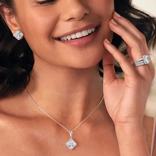Vista 2 de Wuziwen Conjunto de joyería ajustable de plata de ley 925 con circonita cúbica 5A para damas de honor