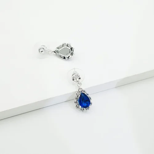 Vista 2 de UDYLGOON Juego de aretes de cristal con diamantes de imitación para dama de honor, novia, boda, baile de graduación, Metal, cristal Circonita cúbica