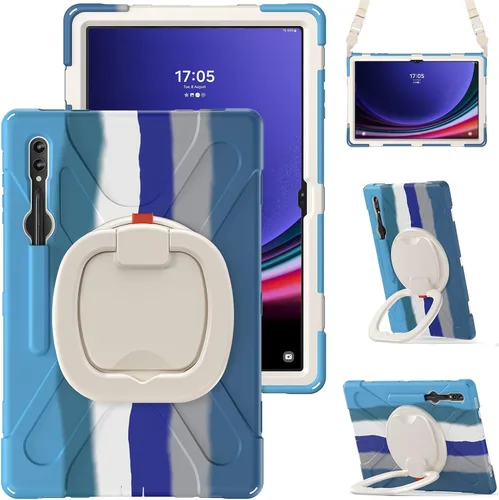 Vista 32 de Funda de silicona resistente para Samsung Galaxy Tab S9+ de 12.4 pulgadas 2023/S8+ /S7+/S7 Fe, con correa para el hombro, soporte para bolígrafo S