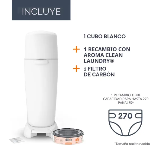 Vista 2 de Cubeta contenedora pañales sucios con tecnología antiolor Playtex, de Diaper Genie, Blanco