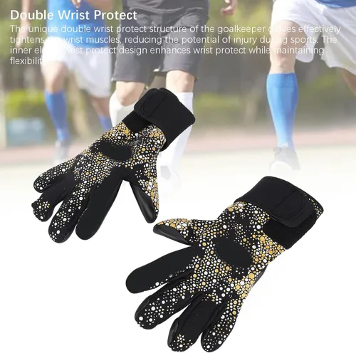 Vista 6 de Alomejor Guantes de portero, palma de látex antideslizante con reverso de neopreno transpirable para fútbol y fútbol
