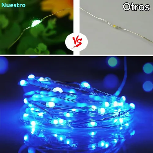 Vista 7 de StarryEver Guirnalda de 100 luces LED de 33 pies, funciona con pilas, paquete de 2 cadenas de luces de 16.5 pies que cambian de color con Varios