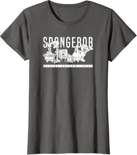 Vista 8 de Bob Esponja Vintage Group Simple Logo Camiseta, Negro
