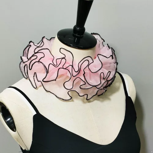 Vista 3 de Aislor Vintage Organza Ruffle Fake Collar Elizabelthan Cuello Ruffle Collar Ensambles Clown Neck Collars