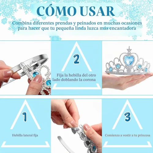 Vista 4 de Chalyna 12 piezas de coronas de princesa tiara para niña pequeña, tiara de plástico con joya de corazón de plata, regalo de invierno para cumpleaños