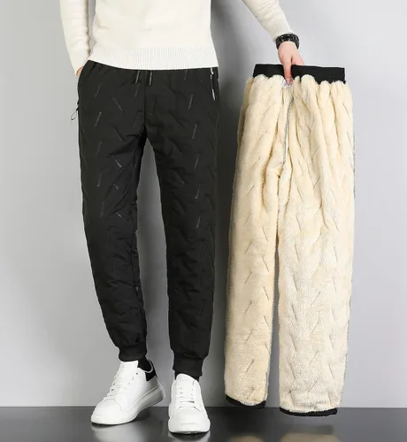 Vista 2 de Mens Sherpa Lined Sweatpants Thick Winter Pants Warm Jogger for Snowsport, Outdoor, Snow Cleaning, Work