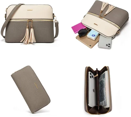 Vista 5 de Bolso de mano de moda para mujer, bolso de hombro, asa superior, juego de 4 piezas