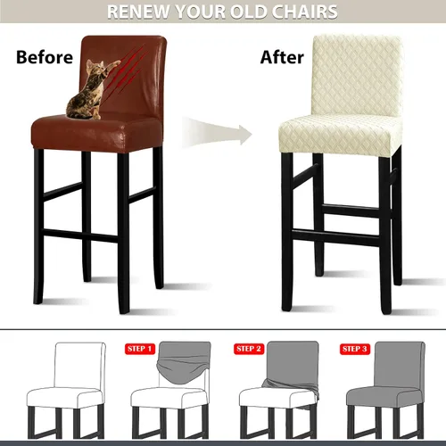 Vista 6 de Lellen - Fundas para taburete de bar de jacquard, fundas para silla de taburete de bar, fundas para silla de bar, fundas para taburete de bar