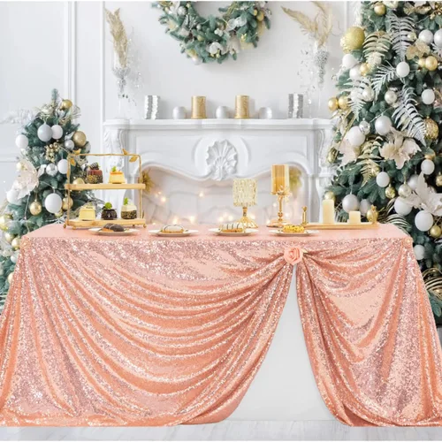 Vista 77 de Manteles redondos de lentejuelas negros para fiestas, de 121,9 cm, mantel redondo de purpurina ajustado, pequeño, lindo y dulce, para boda
