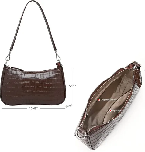 Vista 3 de Las mujeres de cuero genuino pequeño bolso de hombro Crossbody clásico embrague monederos 90s Y2k bolsos