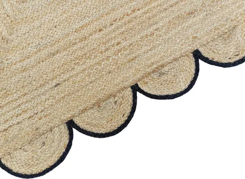 Vista 6 de Alfombra festoneada de yute natural, borde negro, 2 x 3 pies