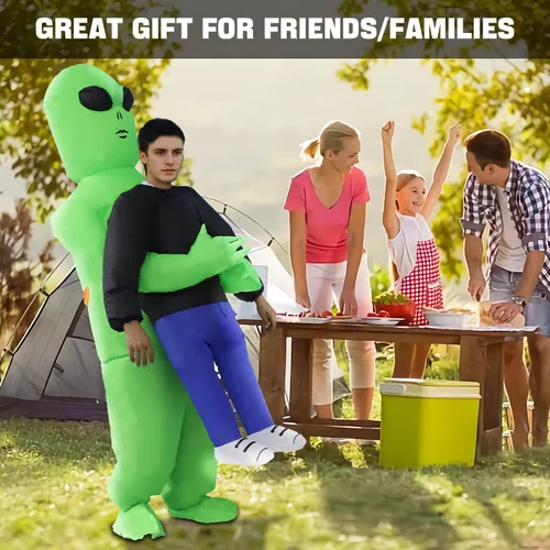 Vista 3 de HZGDEJTG Disfraz inflable de monstruo navideño, la mejor decoración para fiestas, reuniones, celebraciones de vacaciones, Halloween y otros