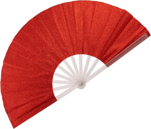 Vista 8 de Ventilador plegable de mano grande, botas en el suelo, abanicos decorativos plegables de manivela para bailes, fiestas, bodas, festivales de música