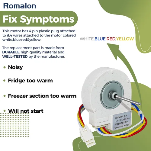 Vista 5 de Romalon WR60X10209 Pieza de repuesto del motor del ventilador del condensador del refrigerador apto para refrigeradores G-E de punto caliente que
